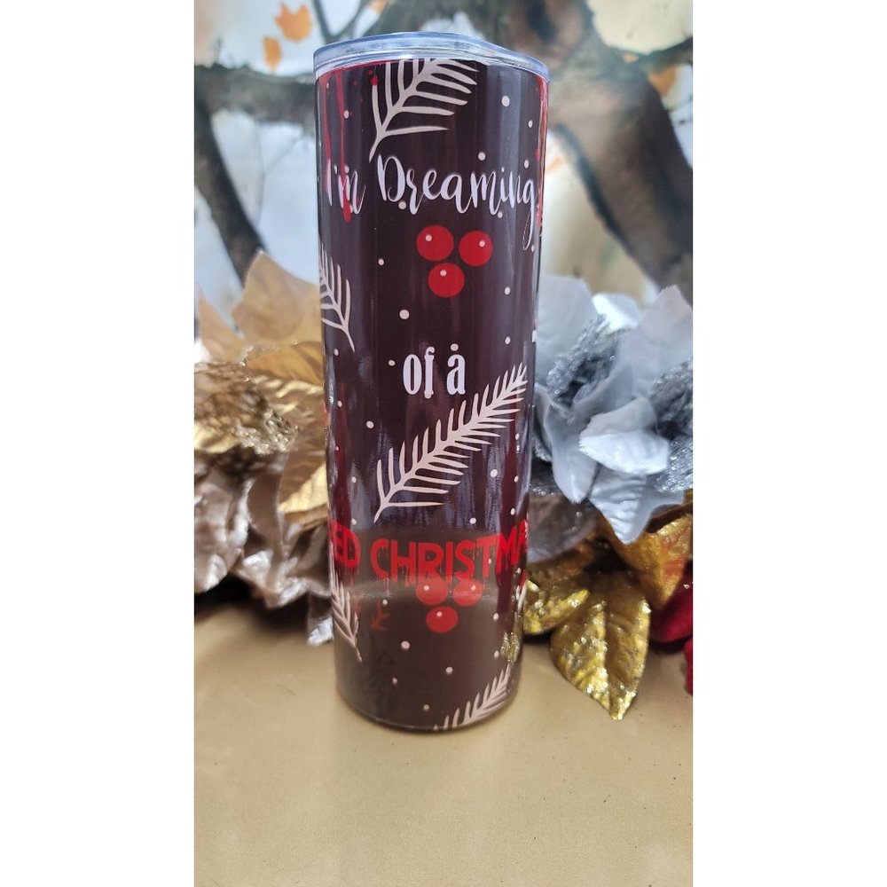 Horror Christmas Tumbler 20 Oz Insulated Reindeer Santa Slashers Travel Cup